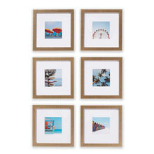 Load image into Gallery viewer, Set of 6 black frames with matting in a 2-column arrangement.

