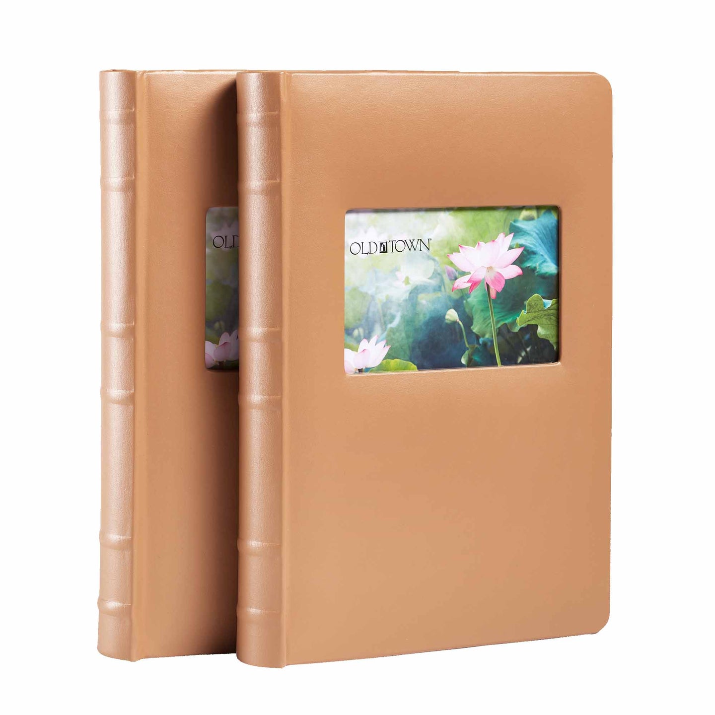 2 pack of caramel leather photo albums with 4x6 inch window for displaying photo.