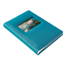 Load image into Gallery viewer, Single teal blue fabric photo album with 4x6 inch window for displaying photo.
