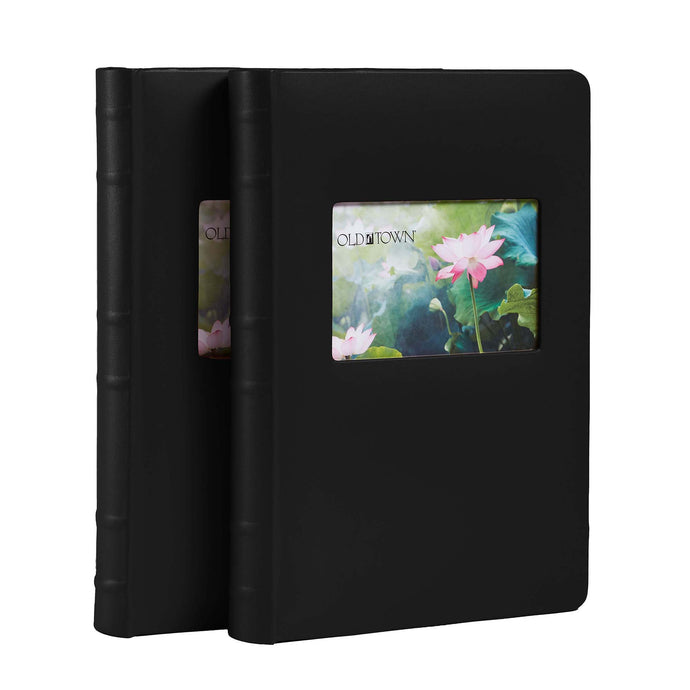 2 pack of black leather photo albums with 4x6 inch window for displaying photo.