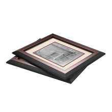 Load image into Gallery viewer, Set of walnut style frames with stepped border and cream matting.
