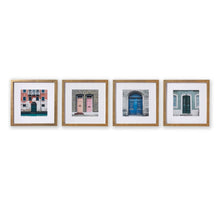 Load image into Gallery viewer, Set of 4 textured gold frames with matting in horizontal arrangement.
