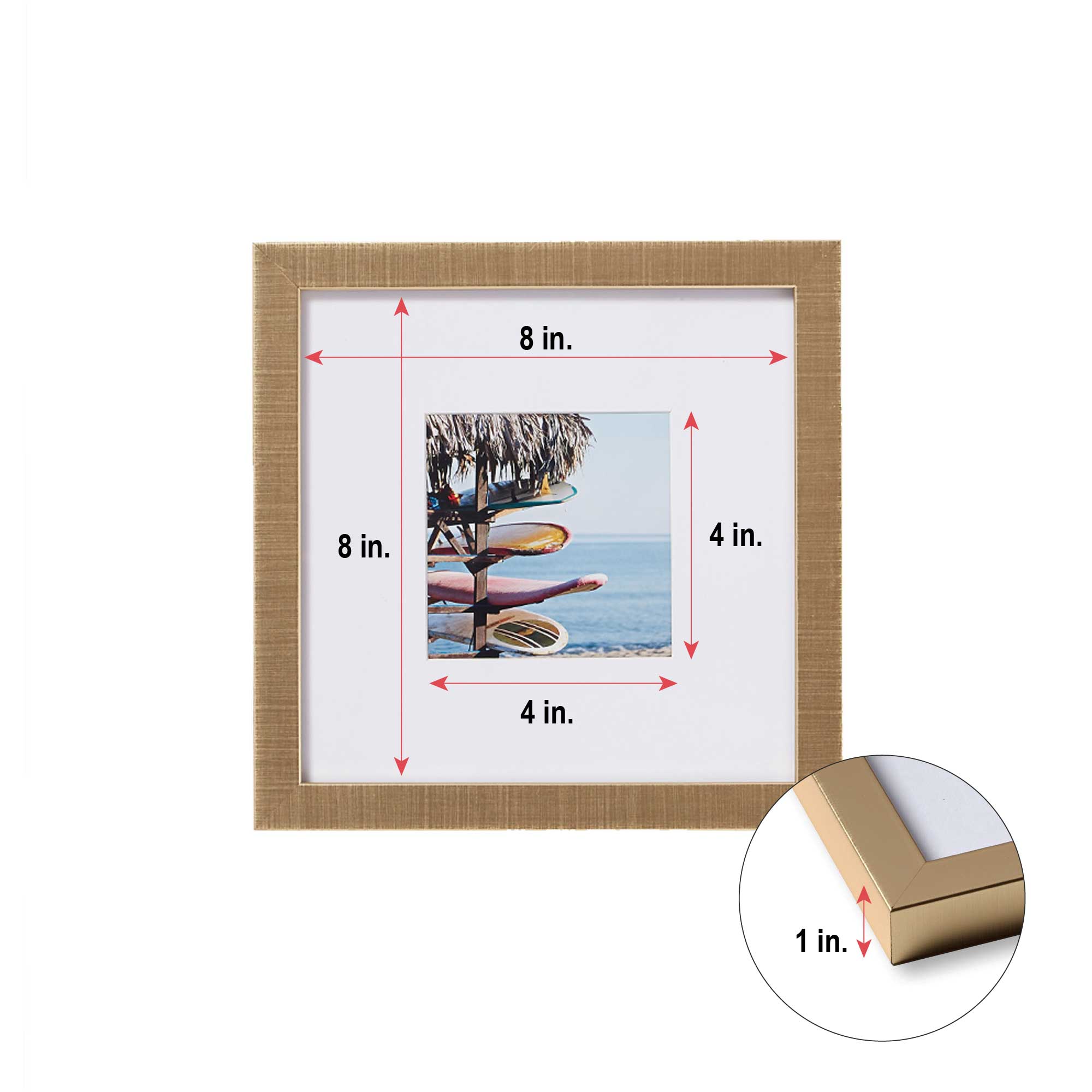 Old Town 6pk- 8x8 Matted Square Gallery Picture Frames (Gold, 8x8) – Old  Town Frames