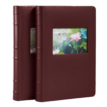 Load image into Gallery viewer, 2 pack of burgundy leather photo albums with 4x6 inch window for displaying photo.
