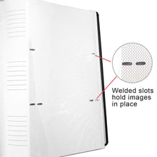 Load image into Gallery viewer, Clear, welded photo pockets and lined memo space next to each photo pocket.
