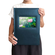 Load image into Gallery viewer, 2 pack of navy leather photo albums with 4x6 inch window for displaying photo.
