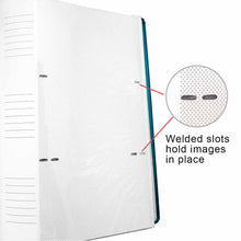 Load image into Gallery viewer, Clear, welded photo pockets and lined memo space next to each photo pocket.
