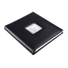 Load image into Gallery viewer, Single black leather photo album with 4x4 inch window for displaying a photo.
