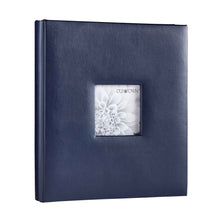 Load image into Gallery viewer, Single navy leather photo album with 4x4 inch window for displaying a photo.
