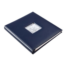 Load image into Gallery viewer, Single navy leather photo album with 4x4 inch window for displaying a photo.

